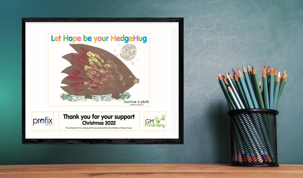 Our 2022 A4 Xmas Print was produced by the children <a href="/HHTGhospices/">Hope House & Tŷ Gobaith Children's Hospices</a> 🎨 - all money raised from the sale of the prints will support the children &amp; families at this special hospice. Donations over £150 secures your print. E alan@profix.biz to give a 'HedgeHug' this Xmas  #forthekids