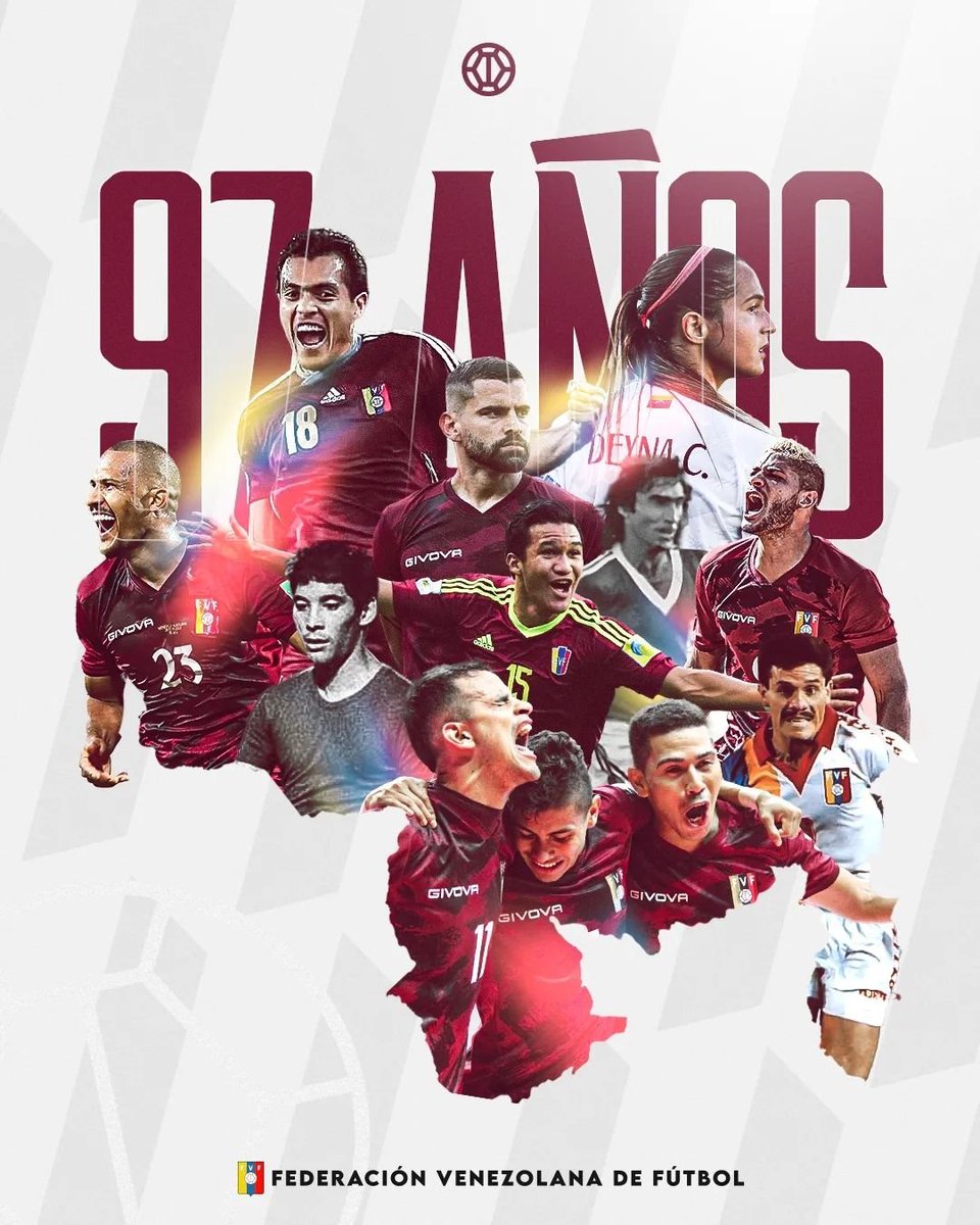 Con esta imagen de algunas de las grandes figuras del balompié criollo, la Federación Venezolana de Fútbol celebra su 97 aniversario. 

¿Qué le deseas a la FVF en su día? 🎂🤔