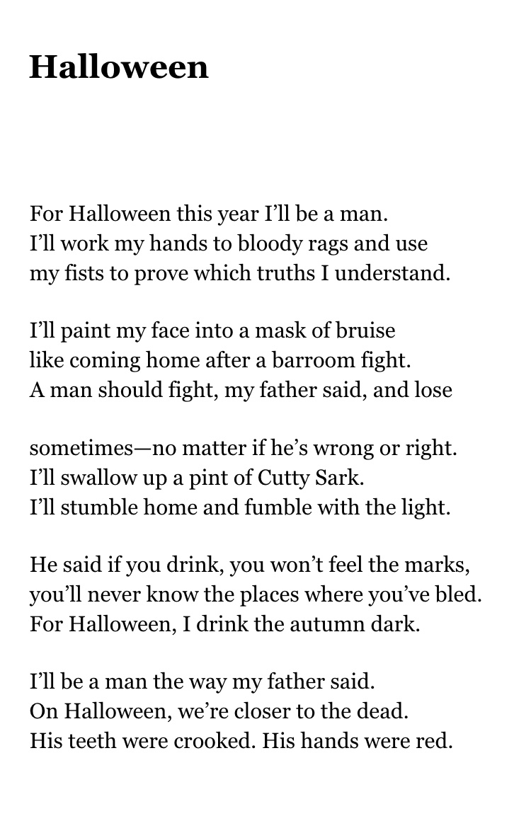 <a href="/Joseph_Fasano_/">Joseph Fasano</a> A darker look at hands, acknowledging the harm they can cause - “Halloween” by <a href="/chad_abushanab/">Just Regular Chad Abushanab™</a>, from his 2019 collection The Last Visit.