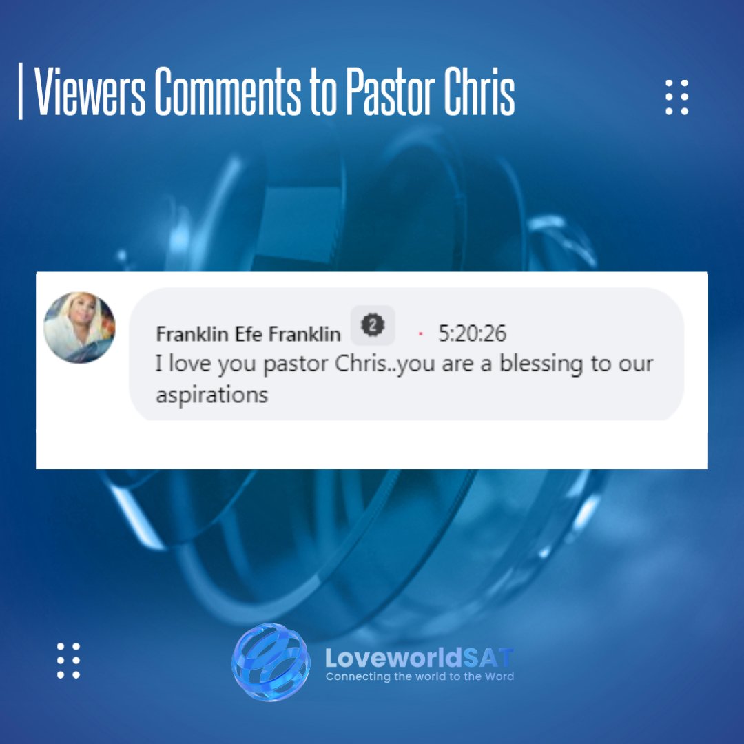 lwsat's tweet photo. 📺🤓VIEWER'S COMMENTS❤️✨
Appreciation comment from Franklin Efe Franklin.
We appreciate all comments as it’s helpful to know what you think. Share your special comments in the comments section below.
#loveworldsat #loveworldnetworks #viewerscomments #views https://t.co/V4KYThlgWg