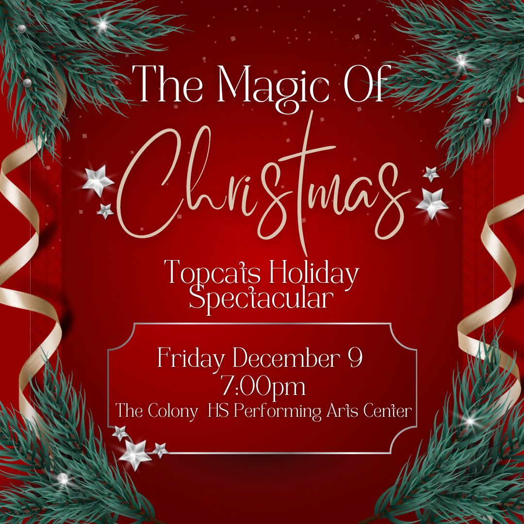 Next week, celebrate The Magic Of Christmas with us! 🎄✨ Tickets online only and on sale now at TCHSTopcats.com! <a href="/FineArtsLISD/">Lewisville ISD Fine Arts</a> <a href="/TheColonyHS/">The Colony HS</a> <a href="/tchs_media/">TCHS Student Media</a> <a href="/TheColonyTexas/">City of The Colony</a> <a href="/TheColonyNews/">The Lakeside Journal - The Colony</a>