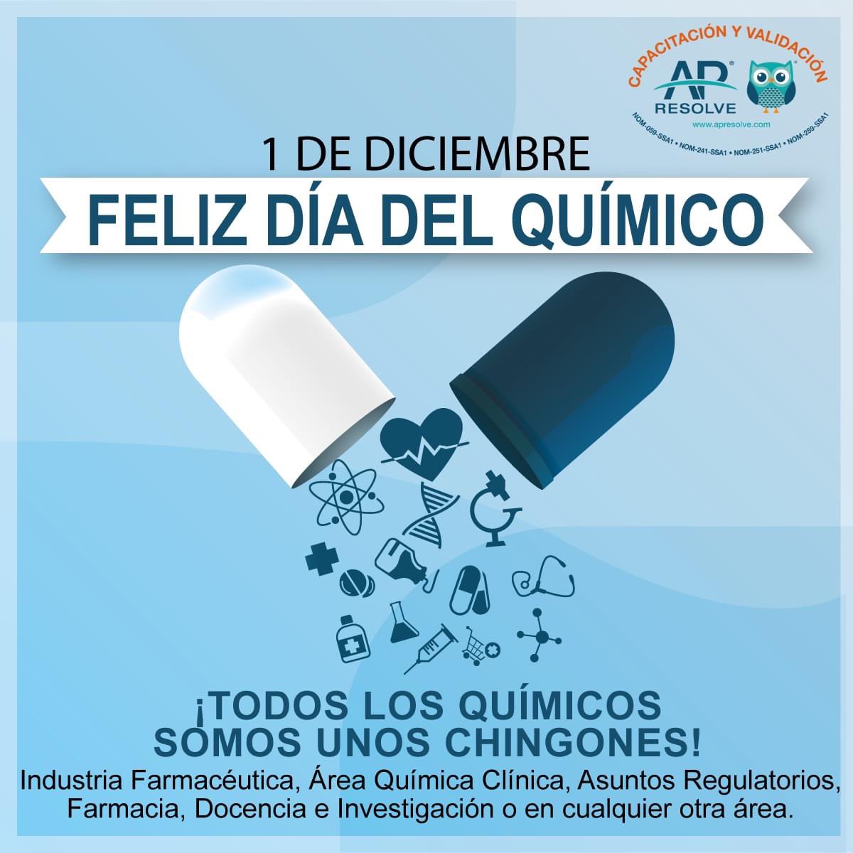 AP_Resolve's tweet photo. Feliz Día del #Químico para todos nuestros colegas, amigos y expertos. Abrazote para todos ustedes.
#APResolve | #Capacitación | #Validación
Visítanos en https://t.co/OA87EyVjj2 https://t.co/AlnSRJW41g