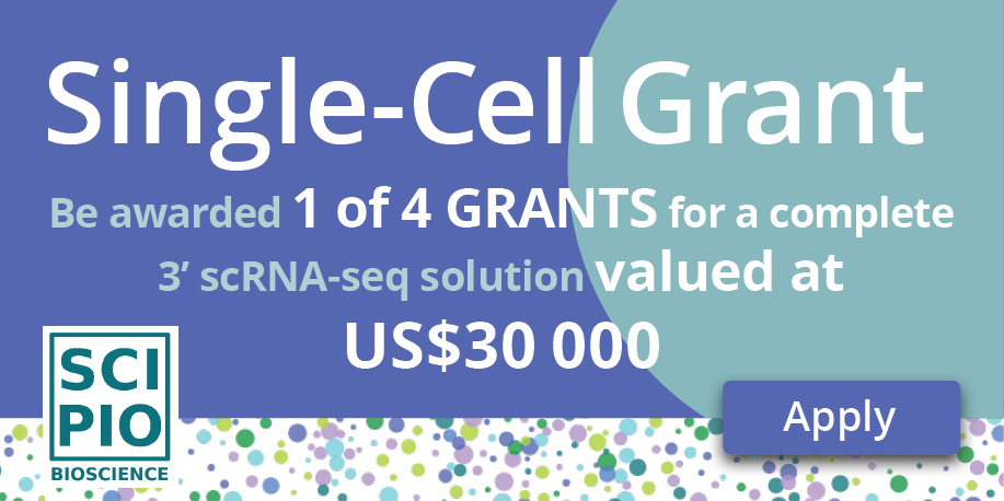 📢Scipio bioscience’s US$30,000 Single-cell Grant Program is now open for applications!
If you have a single-cell project idea, do not miss the opportunity to participate and be awarded a complete single-cell 3’ RNA-seq solution for your lab! 
grant-scipio.bio
#singlecell