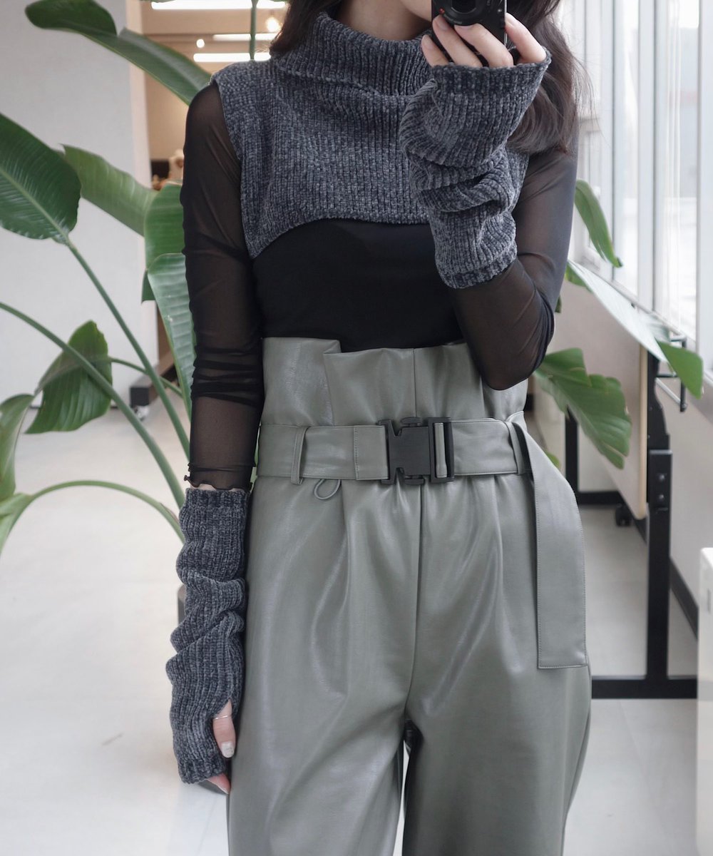 送料無料激安祭Musubore カマーベルトパンツ、スキッパーシャツ セット