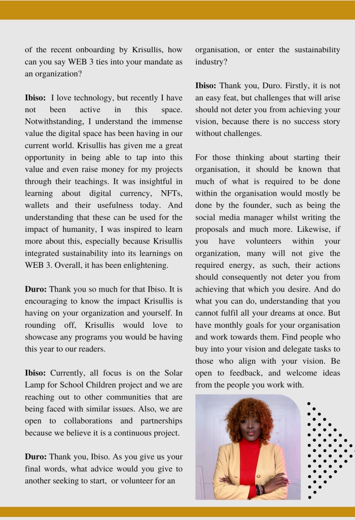 ib_henshaw's tweet photo. We were born for a time as this and we are the solution to our🌍. I recall saying to myself that I was going to make it to a magazine&amp;newspaper someday. And here it is, my first Magazine&amp;Newsletter feature by @krisullis🥰 Thank you @CarolineCarescc @duro_fa 🌟 https://t.co/IoTrYzGS4x