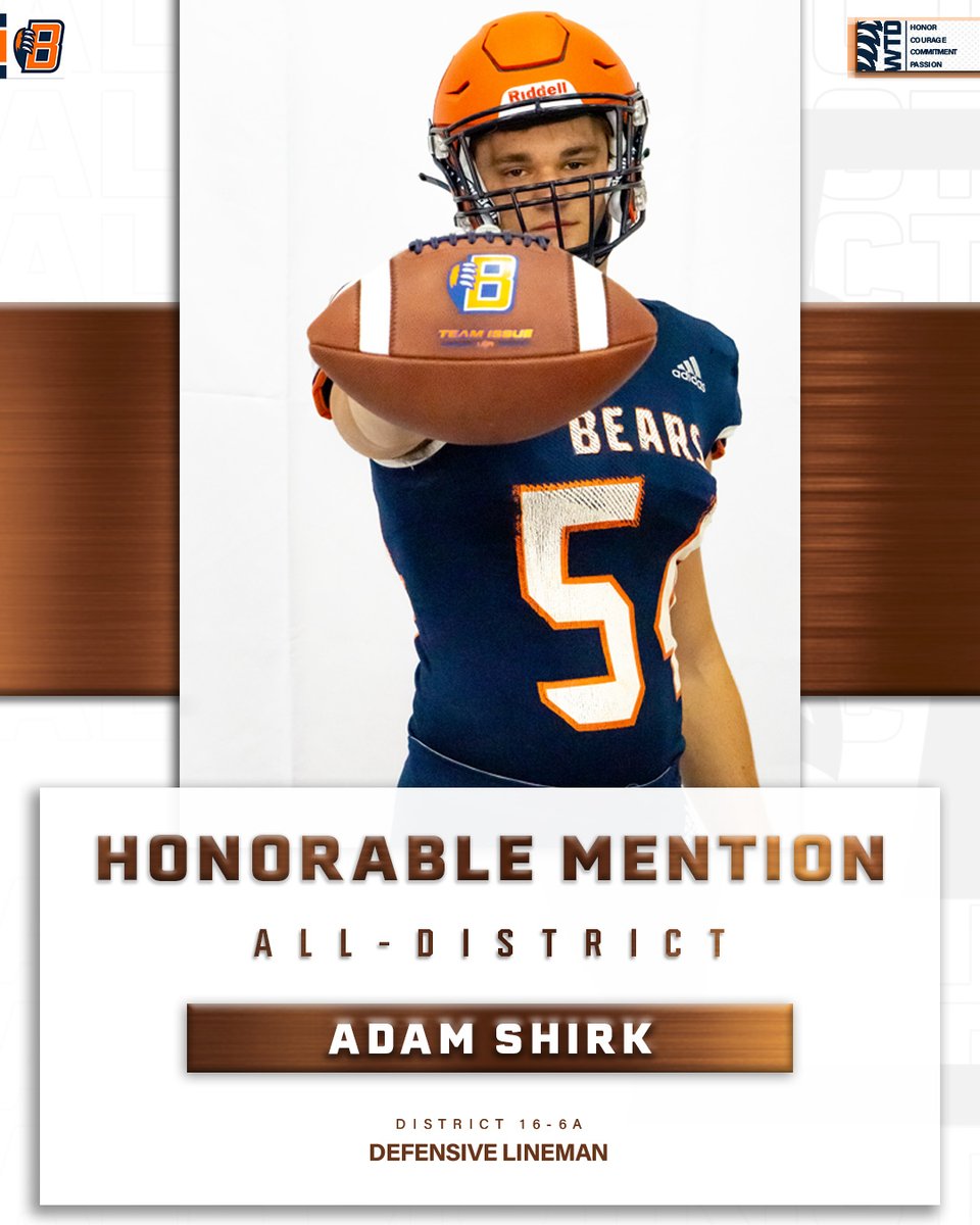 BridgelandFB's tweet photo. DL | Adam Shirk ('23)
2022 District 16-6A
Honorable Mention All-District
#WinTheDay | #txhsfb | #AllDistict https://t.co/gDK3Dr20op