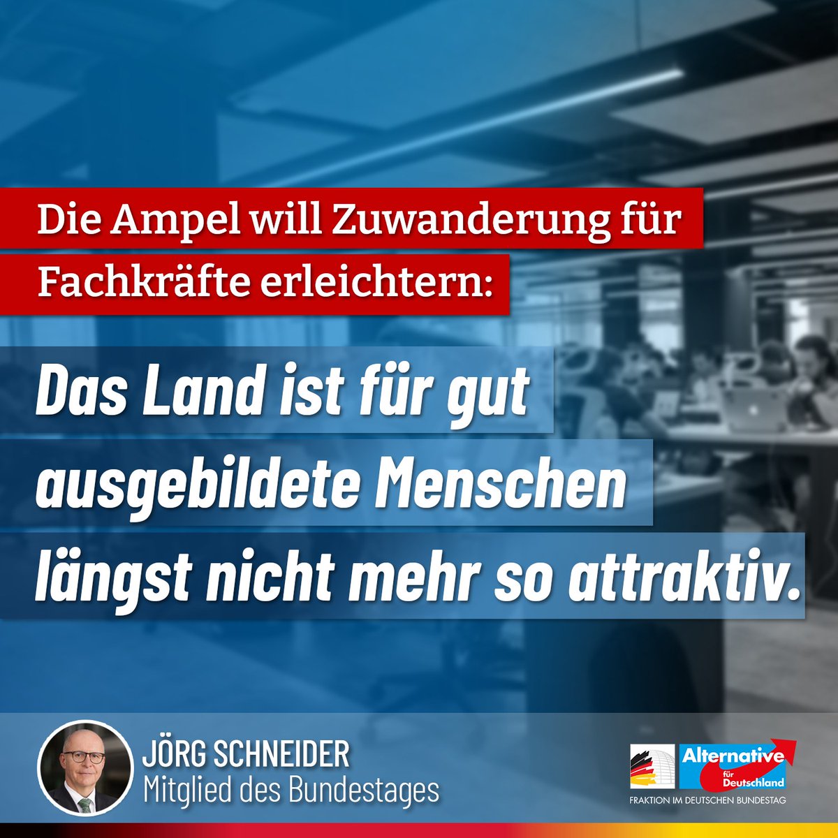 Die deutsche #Migrationspolitik lockt vor allem weiterhin mit großzügigsten Sozialleistungen aller EU-Länder und lädt zur #Einwanderung in das #Sozialsystem und nicht in den Arbeitsmarkt ein. Durch völlig falsche Anreize, (...)
facebook.com/JoergSchneider… #Ausländer #Zuwanderung #AfD