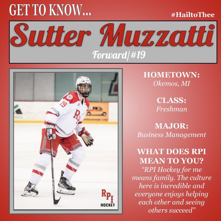 RPI_Hockey's tweet photo. Player Spotlight: Sutter Muzzatti🔦 https://t.co/zQH9sL4xBp