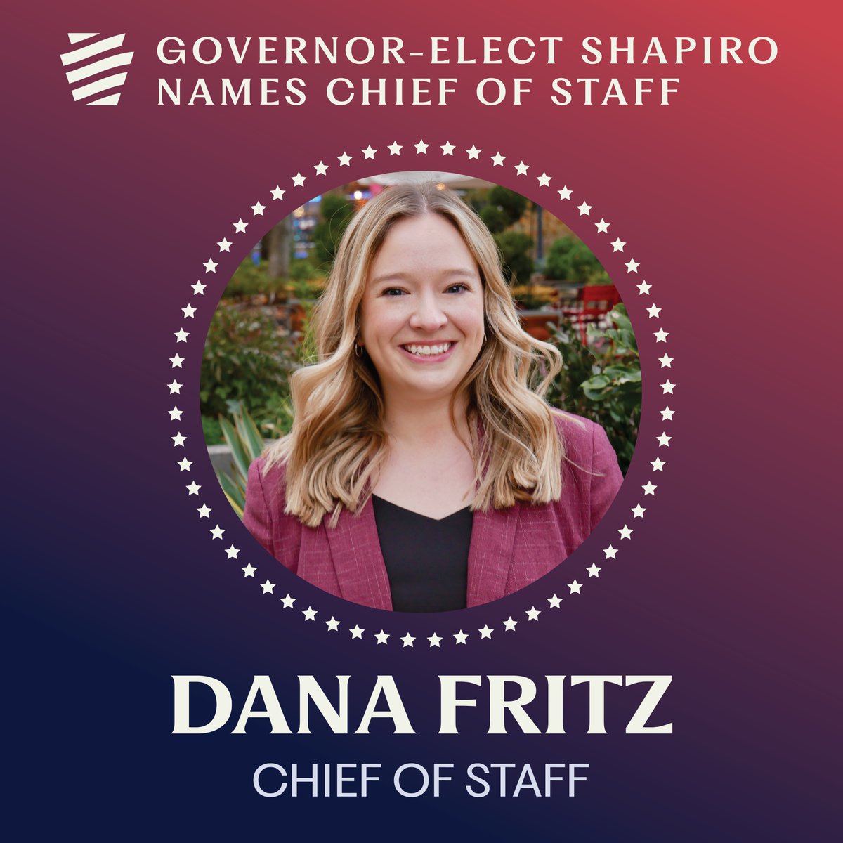 JoshShapiroPA's tweet photo. Dana Fritz has been my trusted advisor and partner in public service for a decade, helping me serve the people as AG and leading my campaigns to victory.

A Lehigh Valley native, Dana’s leadership skills and expertise are unmatched. I'm proud she'll be my Chief of Staff. https://t.co/ZNB6ffBP6t