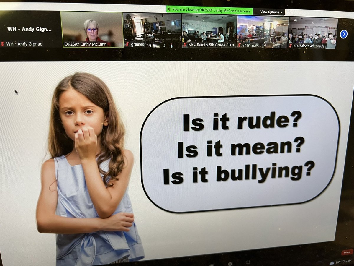 Appreciate having the State of Michigan’s @Ok2Say presentations happening (virtually) today at <a href="/WestHillsMS/">West Hills Warriors</a>! Informative talk about online safety, treating others w respect, and preventing (cyber)bullying. <a href="/bhschools/">BHSchools</a> @bhswatson