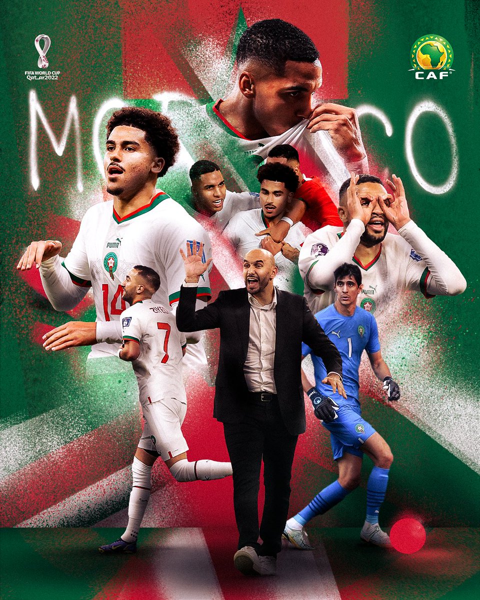CAF_Online's tweet photo. 𝐖𝐇𝐀𝐓 𝐀 𝐌𝐎𝐌𝐄𝐍𝐓 𝐅𝐎𝐑 𝐌𝐎𝐑𝐎𝐂𝐂𝐎! 🤩

🇲🇦 @EnMaroc advance to the #FIFAWorldCup round of 16.

The Atlas Lions are not done yet. 🦁 https://t.co/U8iO3jfOBE