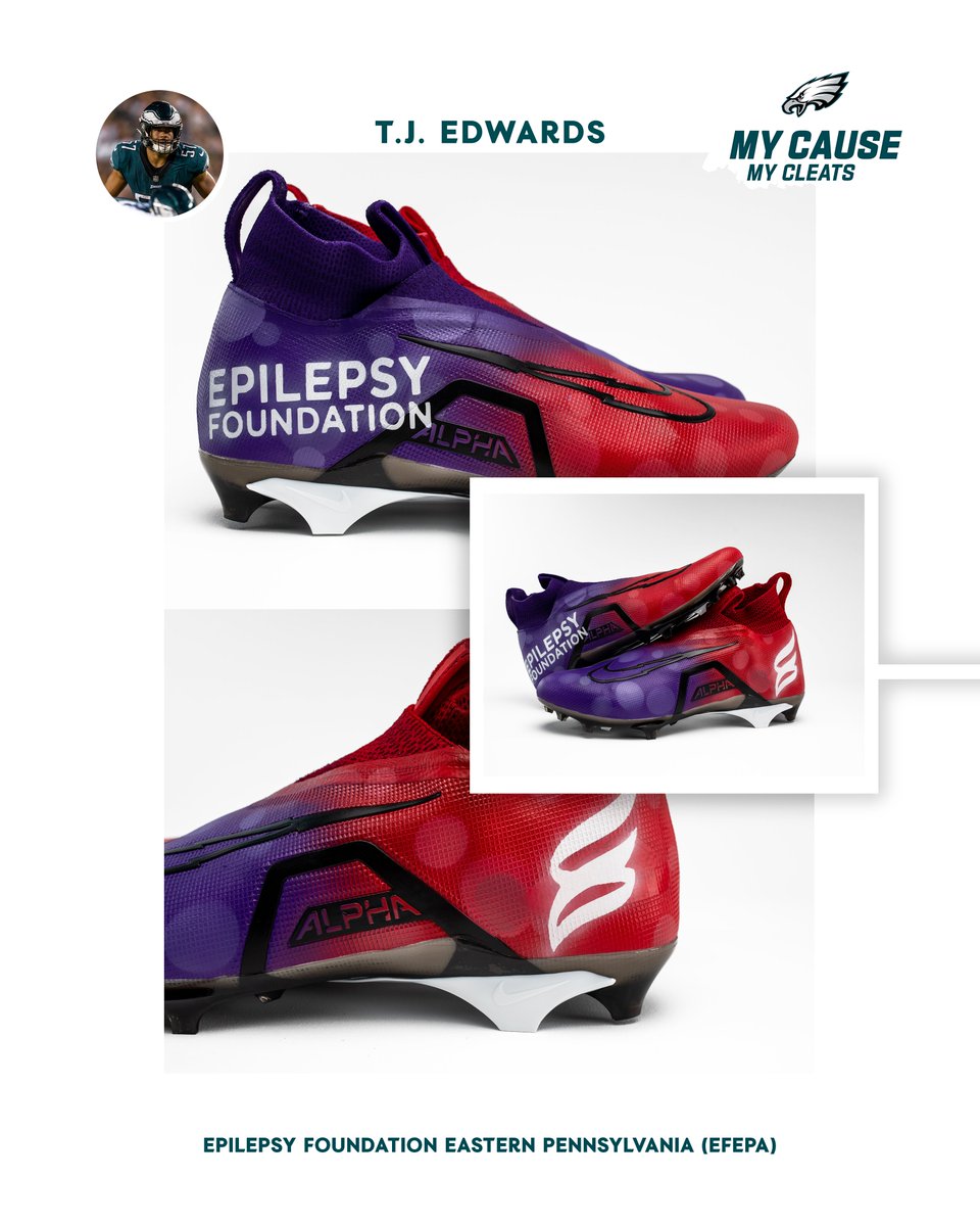 Cleats with purpose. @TJEdwards8 is supporting @EFEPA for his cause. #MyCauseMyCleats | #FlyEaglesFly