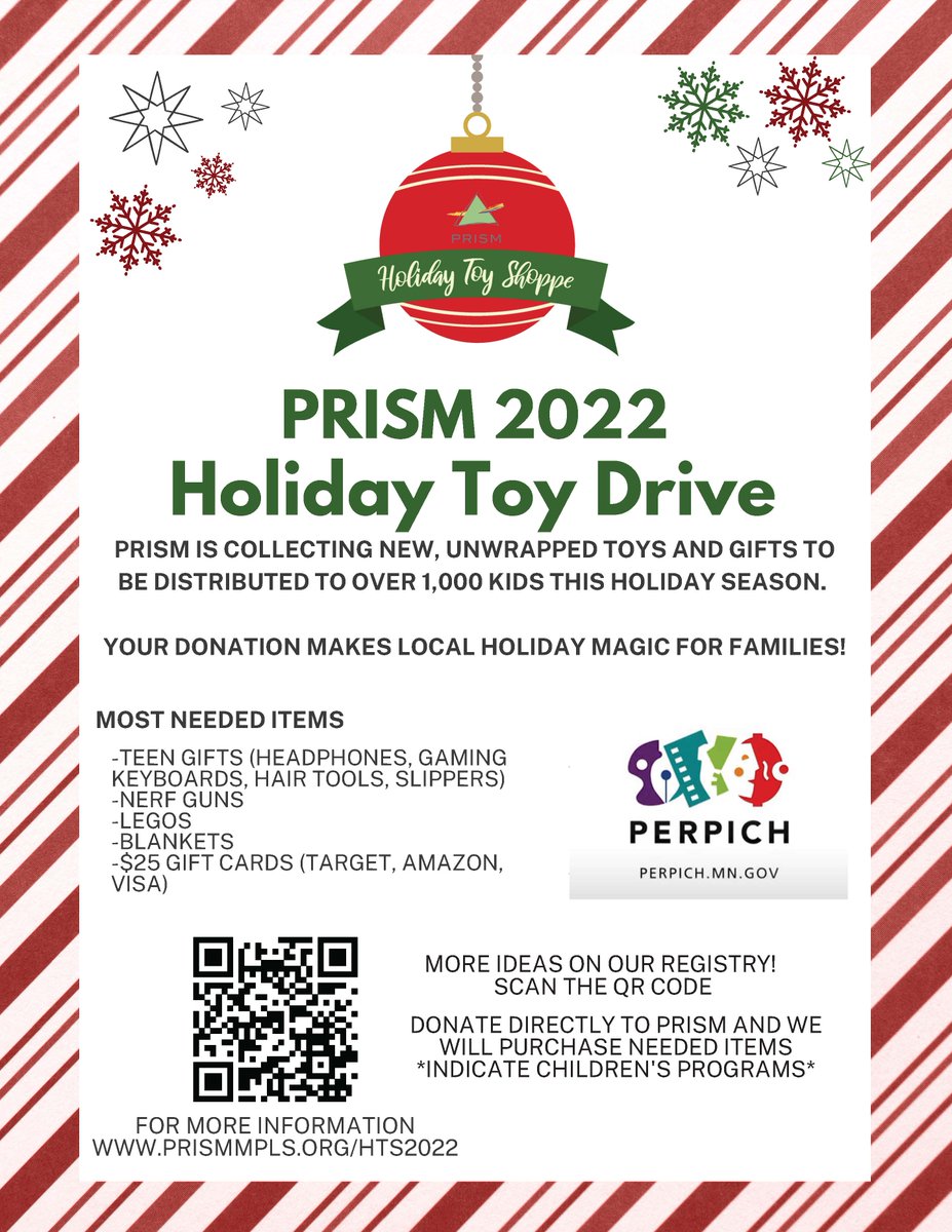 Heading to one of our fabulous student performances this week or next? Consider a donation for our Holiday Toy Drive for <a href="/PRISMmpls/">PRISM</a>!

Tickets are available for our FREE student performances; reserve your seats now: perpich.mn.gov/calendar/categ…