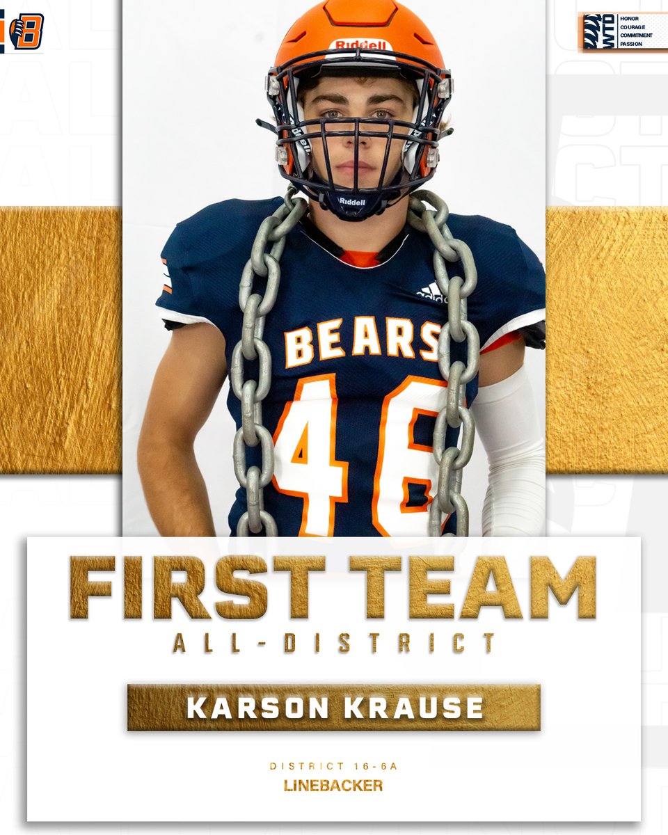 BridgelandFB's tweet photo. LB | Karson Krause ('25)
2022 District 16-6A
1st Team All-District
#WinTheDay | #txhsfb | #AllDistict https://t.co/DrqiWYYhRK