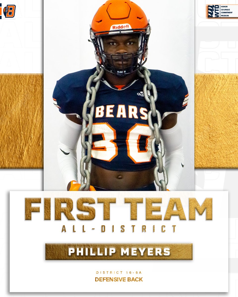 BridgelandFB's tweet photo. DB | Phillip Meyers ('24) 
2022 District 16-6A 
1st Team All-District 

#WinTheDay | #txhsfb | #AllDistict https://t.co/3qb1G28lHL