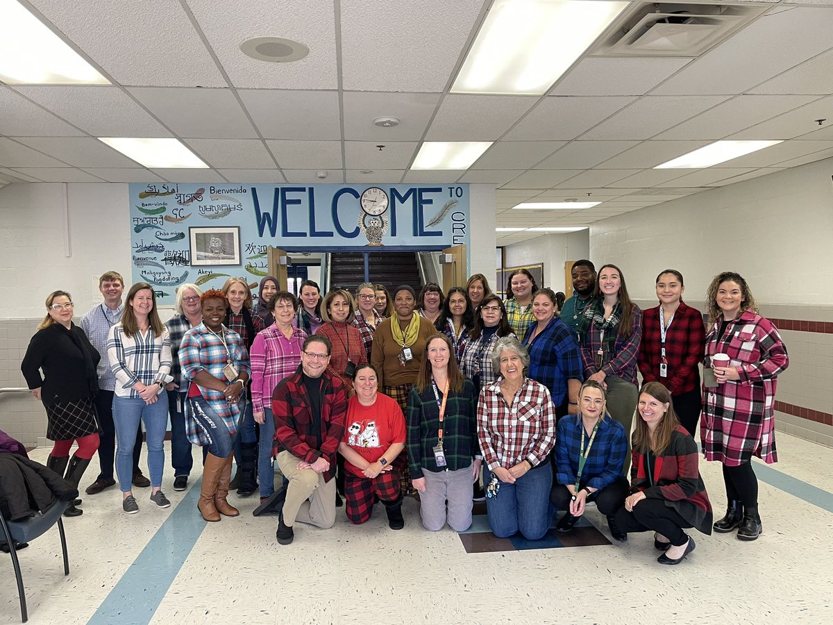 CrestwoodElem's tweet photo. @CrestwoodElem staff welcomes a December to Remember with fun flannel! @FCPSR3 @fcpsnews https://t.co/vamAOkTKG7