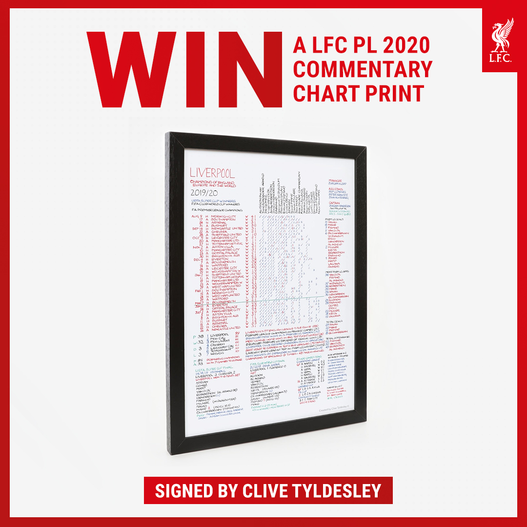 Reds, we’re kicking off December with a competition!🎁

We’re giving away 𝟯 LFC PL Commentary Chart Prints signed by Clive Tyldesley!✍️ 

1️⃣Follow <a href="/LFCRetail/">Liverpool FC Retail</a> 
2️⃣Like this tweet 
3️⃣Retweet

Good luck! 🤞 Closes 1pm 05/12/22. T&amp;Cs apply.
