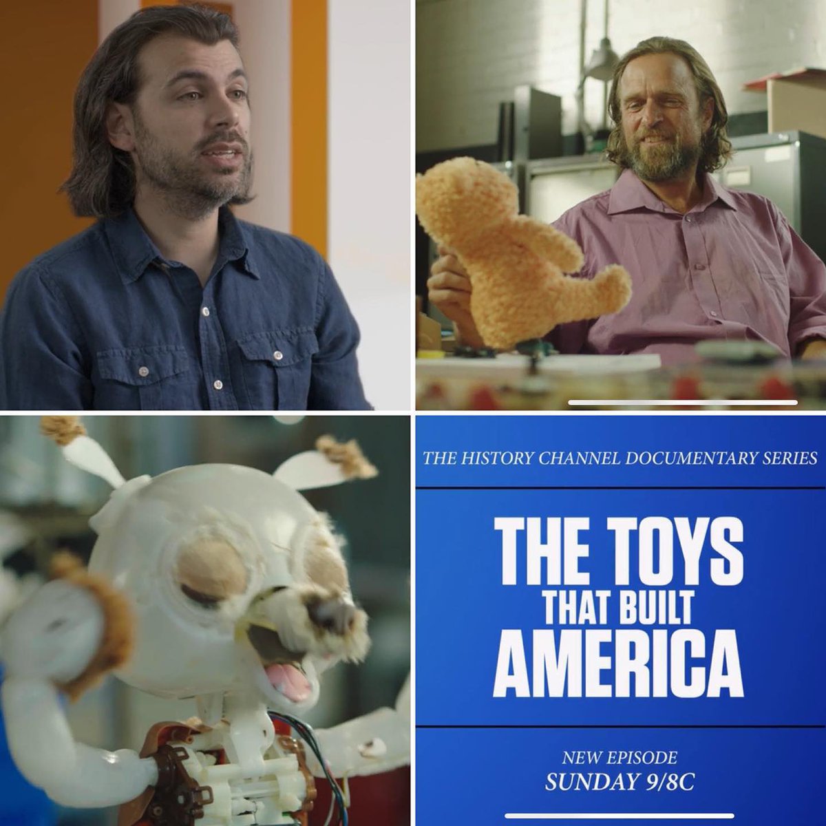 GrundoGazette's tweet photo. #GrundoGazette’s @vilicles will appear alongside @billytooma in #historychannel’s #thetoysthatbuiltamerica’s story of the creation of #TrddyRuxpin!  Watch the trailer on https://t.co/zLMejEqhCp and tune in this SUNDAY 12/4 @ 9 PM EST or stream it on #Hulu shortly after broadcast! https://t.co/Dle6p3wfKj
