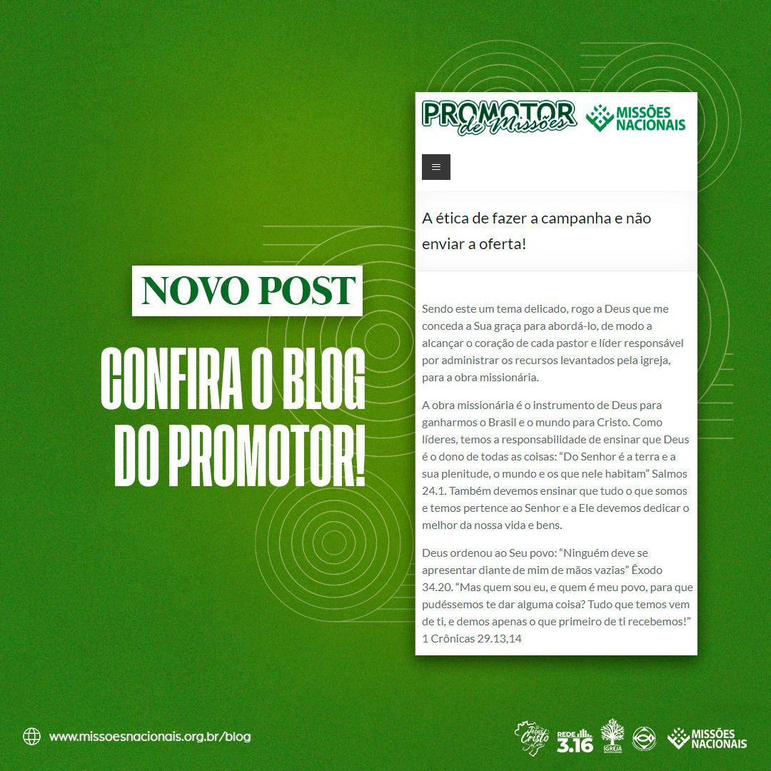 jmncbb's tweet photo. No Blog do Promotor dessa semana, o Pr. Joás Oliveira compartilha conosco sobre a importância de levantar ofertas para cumprir a nossa missão aqui na Terra: anunciar o Evangelho de Cristo Jesus. Acesse: https://t.co/irrR8WwD2E e confira o texto na íntegra. #JMN2022 https://t.co/aOsHID8n3g