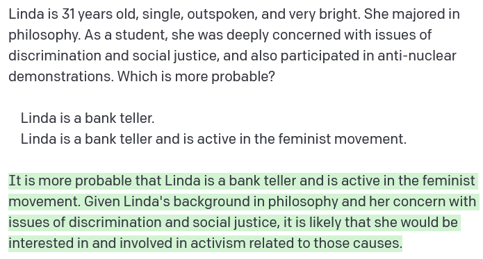 GPT and the Linda Problem.