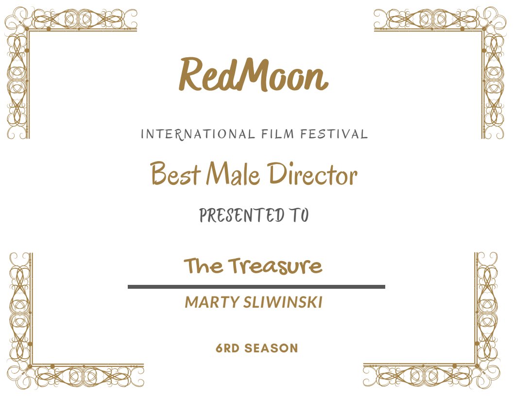 It's an honor!!! It's joy!!! I was just awarded Best Male Director for my latest film "The Treasure" at Red Moon International Film Festival!!! Thank you <a href="/redmoonfilmfest/">redmoonfilmfestival</a> Team!!! ❤️🏆🏆🏆🥳
#film #scifi #adventure #filmfestival #WINNER