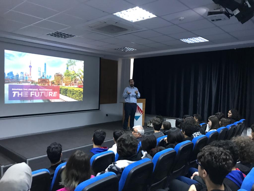 bkgec's tweet photo. Bahcesehir Diyarbakir Hevsel Campus hosted New York University representative, Justin Van Dyke, today for a presentation and an informative "Essay workshop". Thank you @BHevsel for a warm welcome. https://t.co/UTG63p3o98