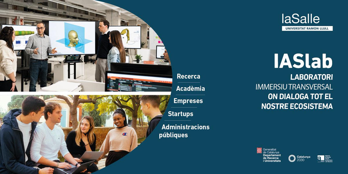 LaSalleBCN's tweet photo. 📢#IASlab | To support social development, IASlab will be a transversal laboratory where all the elements that are part of La Salle Campus Barcelona ecosystem will enter into dialogue: #research, #academy, #companies, #startups, administration and other social actors. https://t.co/VaAyKMjAh7
