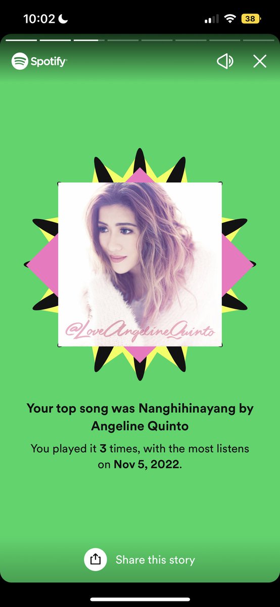 famous_chique's tweet photo. Never akong magsasawang pakinggan ang mga kanta mo sa Spotify, Angge. 💖 @LoveAQuinto https://t.co/hOtZvqEie9