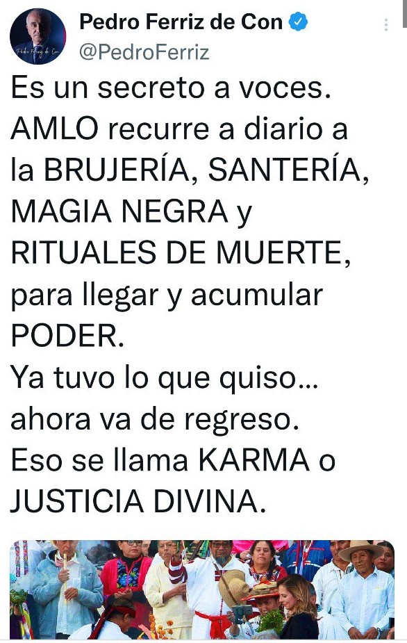 "Hay tranquilidad en el país"

"La oposición incluso ha pasado de la descalificación, a lo cómico"

"Primero fui El Rey del Cash"
"Luego, El Rey del Acarreo"
"Ahora soy el Rey de la Magia Negra, según Pedro Ferriz"

"En redes sociales hay mucho de esa comicidad"

<a href="/lopezobrador_/">Andrés Manuel</a>