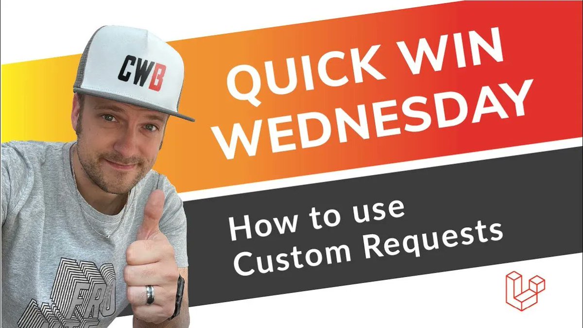 DailyLaravel's tweet photo. How to use Custom Requests in Laravel | Tutorial | How to | Quick Win Wednesday #QWW https://t.co/jQfUioNG35 https://t.co/zNjTgXSpU4
