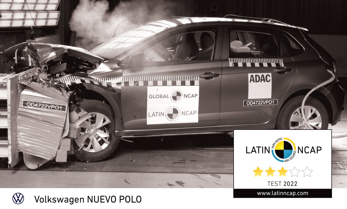 LatinNCAP's tweet photo. #Volkswagen Nuevo #Polo (4 bolsas de aire)
3 estrellas
⭐️⭐️⭐️

73% Protección Ocupante Adulto
71% Protección Ocupante Infantil
51% Protección para Peatones y Usuarios Vulnerables de las Vías 
58% Sistemas de Asistencia a la Seguridad

#LatinNCAP 
#VehículosMásSeguros https://t.co/2n97NxnFHl