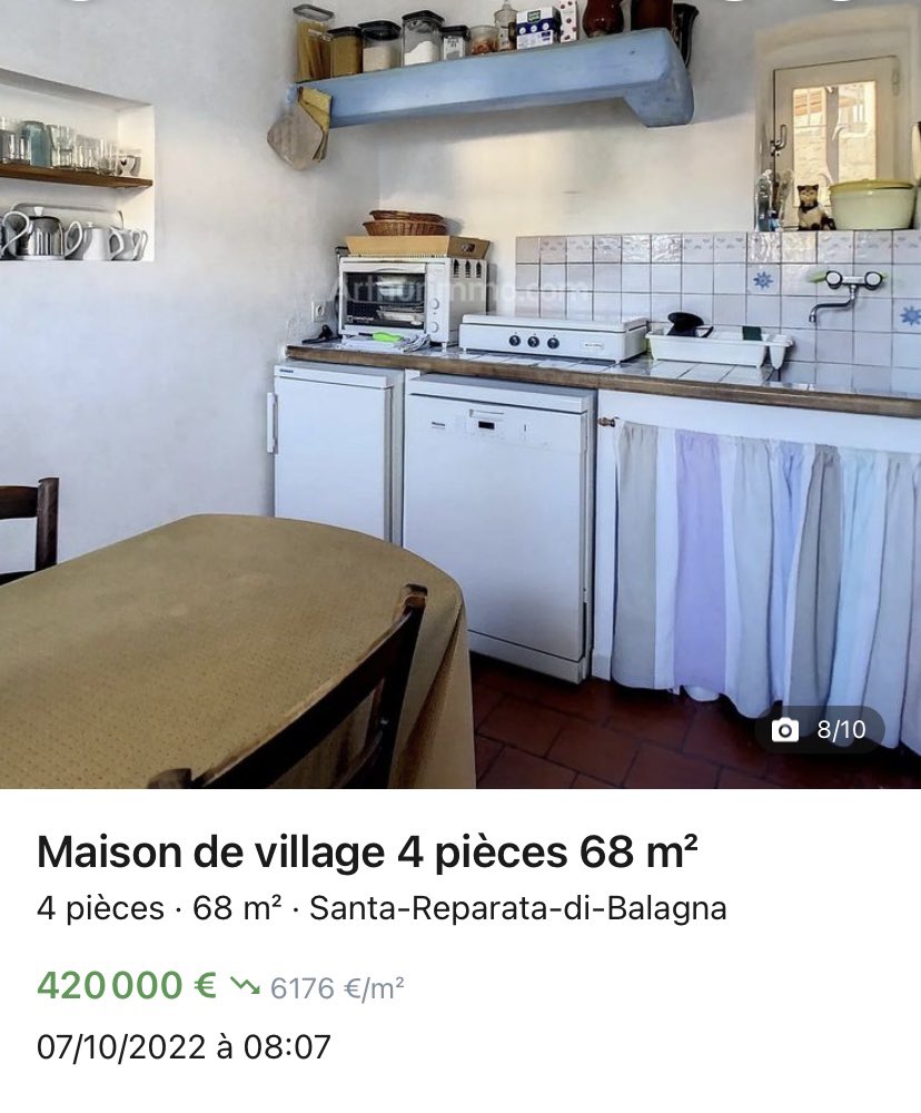 Maison de village !
📍 Santa-Reparata-di-Balagna

Grande maison de 68m2 à l’intérieur moderne

Prix : 420 000€