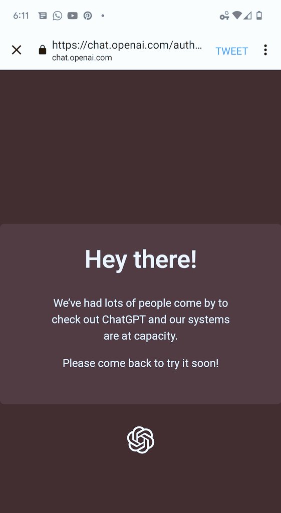 rustydns's tweet photo. OpenAi chat already crashing due to high usage... #RIPGoogle https://t.co/fBqvzrbryO