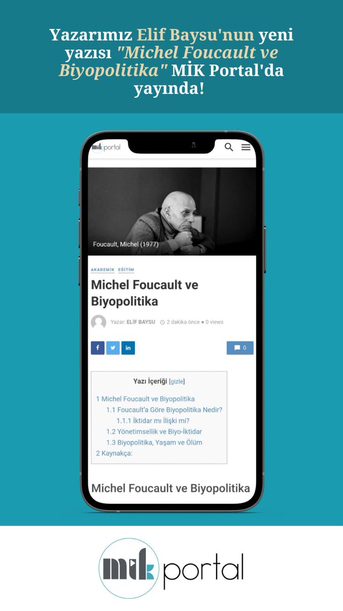 miktau's tweet photo. Yazarımız Elif Baysu'nun "Michel Foucault ve Biyopolitika" adlı yazısı yayımlanmıştır. Herkese keyifli okumalar dileriz: https://t.co/yAE8VAvLDk https://t.co/UhvVpapkp7