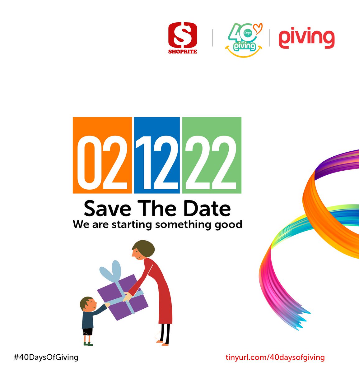 Giving_ng's tweet photo. If you love giving, you will love what we've got coming. Save the date and get ready to be part of something good!
#40DaysOfGiving #GivingNG #ShopriteNG #SpreadingKindness https://t.co/gdN7kEh9oa