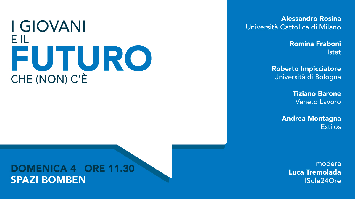 Istat (@istat_it) on Twitter photo 📅 #4dicembre
⌚️ore 11.30
📊“I giovani e il futuro che non c’è” a #StatisticAll con:
🗣️<a href="/AleRosina68/">Alessandro Rosina</a> <a href="/Unicatt/">Università Cattolica</a>
🗣️#RominaFraboni #Istat
🗣️#RobertoImpicciatore <a href="/Unibo/">Università di Bologna</a>
🗣️<a href="/tizianobarone/">Tiziano Barone</a> <a href="/venetolavoroRV/">Veneto Lavoro</a>
🗣️#AndreaMontagna #Estilos
Modera: <a href="/lucatremolada/">Luca Tremolada</a> <a href="/sole24ore/">IlSole24ORE</a> 📅 #4dicembre
⌚️ore 11.30
📊“I giovani e il futuro che non c’è” a #StatisticAll con:
🗣️<a href="/AleRosina68/">Alessandro Rosina</a> <a href="/Unicatt/">Università Cattolica</a>
🗣️#RominaFraboni #Istat
🗣️#RobertoImpicciatore <a href="/Unibo/">Università di Bologna</a>
🗣️<a href="/tizianobarone/">Tiziano Barone</a> <a href="/venetolavoroRV/">Veneto Lavoro</a>
🗣️#AndreaMontagna #Estilos
Modera: <a href="/lucatremolada/">Luca Tremolada</a> <a href="/sole24ore/">IlSole24ORE</a>