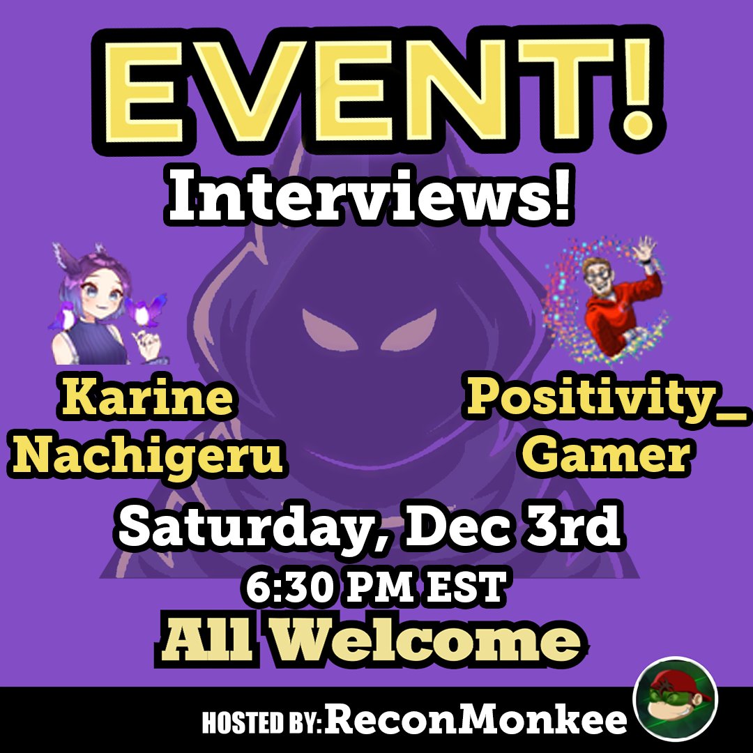 This Saturday, tune in for a <a href="/ReconMonkee/">Recon Monkee</a> special!
Two streamers interviewed! 

#twitch #twitchstreamers #shadowstreamers #shadow_streamz