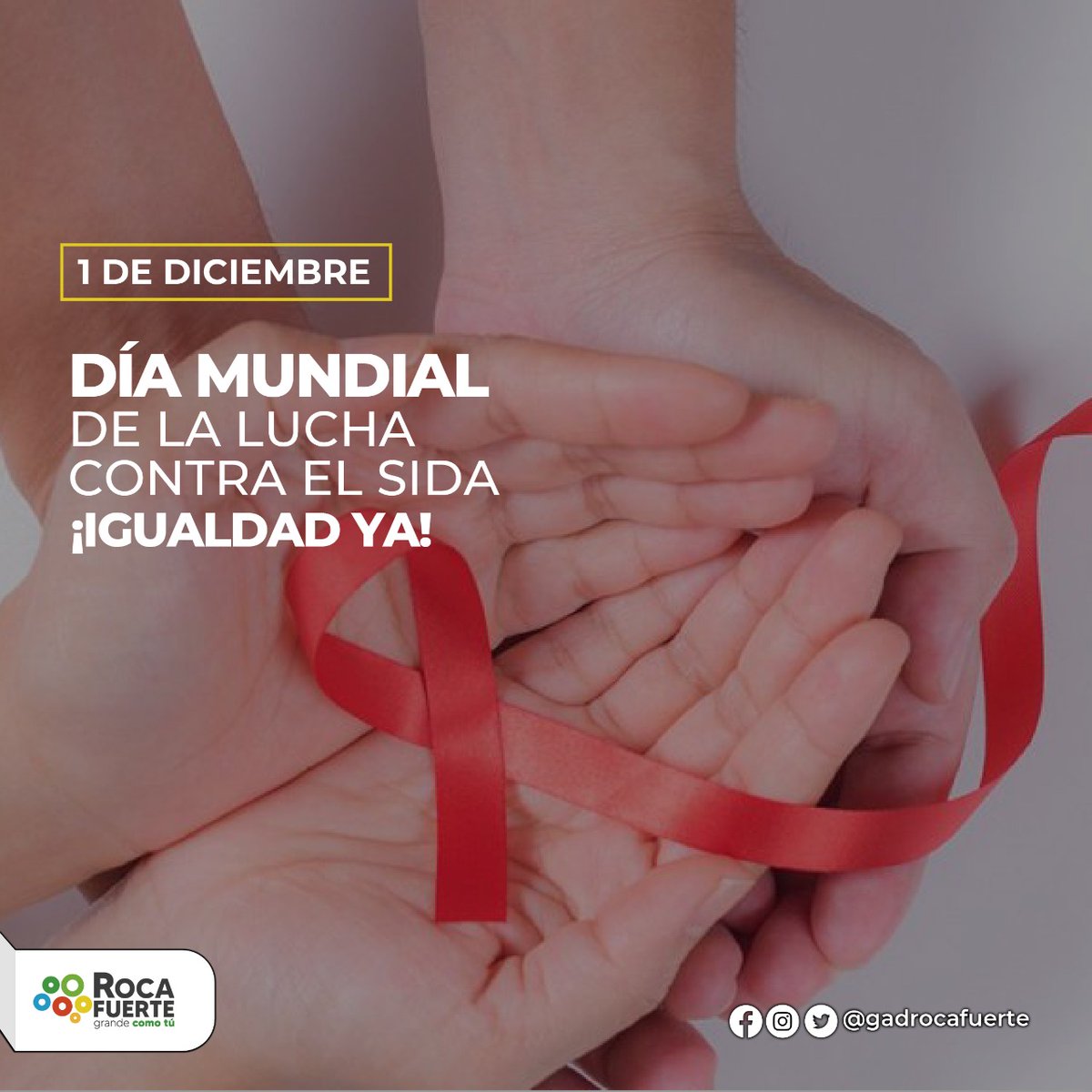 GADRocafuerte's tweet photo. 🔴En este #DíaMundialContraElSida, se insta a todos y cada uno de nosotros a abordar las desigualdades que están frenando el progreso para poner fin a esta pandemia. #IgualdadYA  #1Diciembre #HazteLaPrueba  #TerminemosConVIH #TerminemosConVIH https://t.co/4Q2kJxnWIh