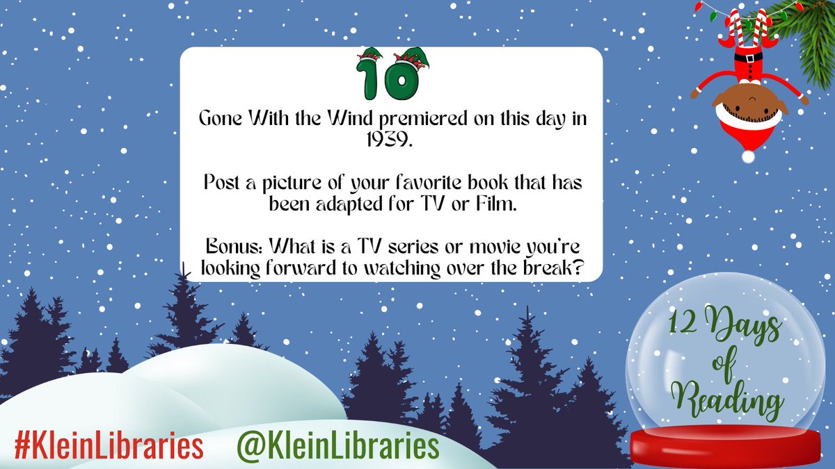 KleinLibraries's tweet image. Are we the only ones who always think the book was better??? Share your favorite book to film adaptation! #KleinLibraries @KleinISD