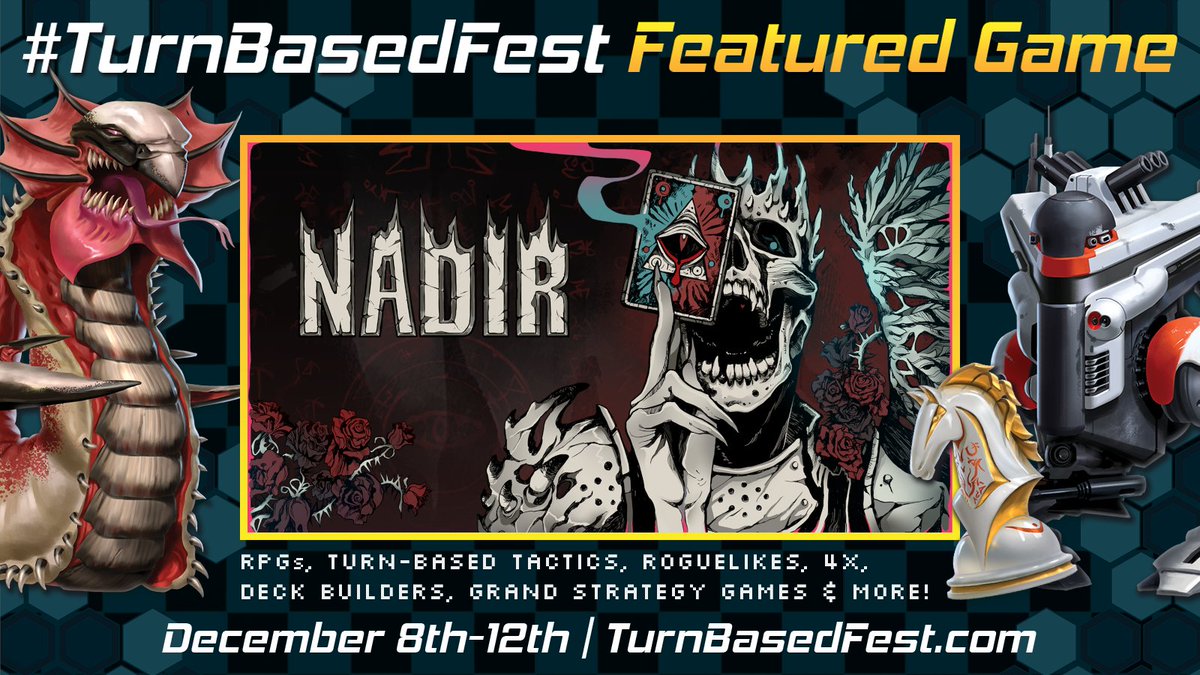 Nadir: A Grimdark Deck Builder (@nadirthegame) on Twitter photo Nadir: A Grimdark Deckbuilder has been selected for the first ever #TurnBasedFest, coming up in December!
The <a href="/TurnBasedThurs/">#TurnBasedThursday - Turn-Based Game Showcases</a> team has been putting together a massive festival celebrating all kinds of turn-based video games.ย
๐ฅ See you there! #TurnBasedThursday ๐ฅ Nadir: A Grimdark Deckbuilder has been selected for the first ever #TurnBasedFest, coming up in December!
The <a href="/TurnBasedThurs/">#TurnBasedThursday - Turn-Based Game Showcases</a> team has been putting together a massive festival celebrating all kinds of turn-based video games.ย
๐ฅ See you there! #TurnBasedThursday ๐ฅ