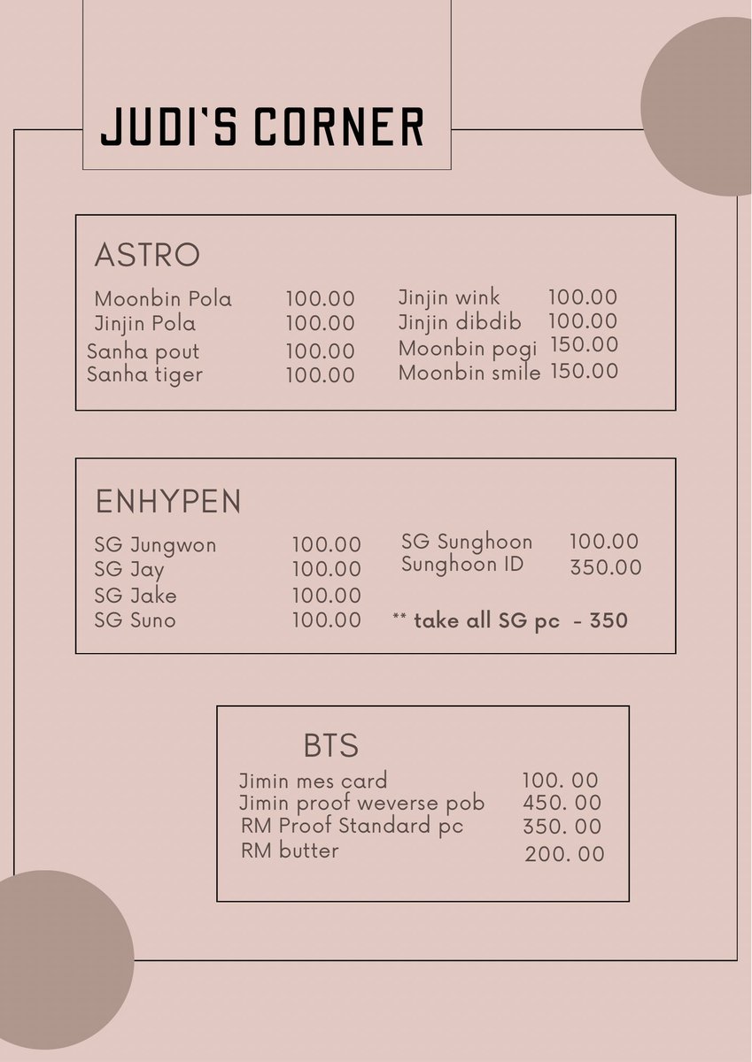 ttalgijudi's tweet photo. WTS LFS PH - help rt

Official ASTRO, ENHA &amp; BTS PC 

MOP : GCASH
MOD : GGX

loc: Bulacan 

** please check the pricelist (4th pic)

Send me a DM https://t.co/pkvrWJAYU5