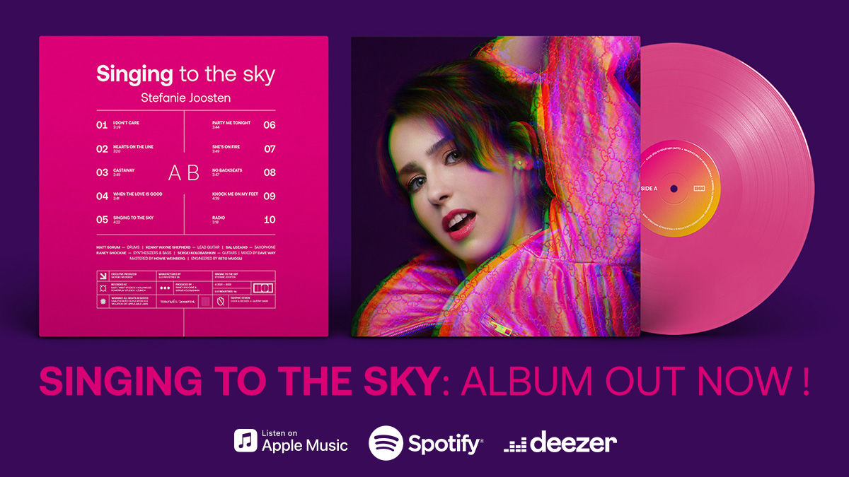 The wait is over … Singing to the Sky is out now on your favorite streaming platforms !
singingtothesky.com 🎵 

#SingingToTheSky #110Industries #GiorgioMoroder #StefanieJoosten #RaneyShockne #MattSorum #KennyWayneShepherd #Music #80s #Disco #Album #Vinyl #Spotify