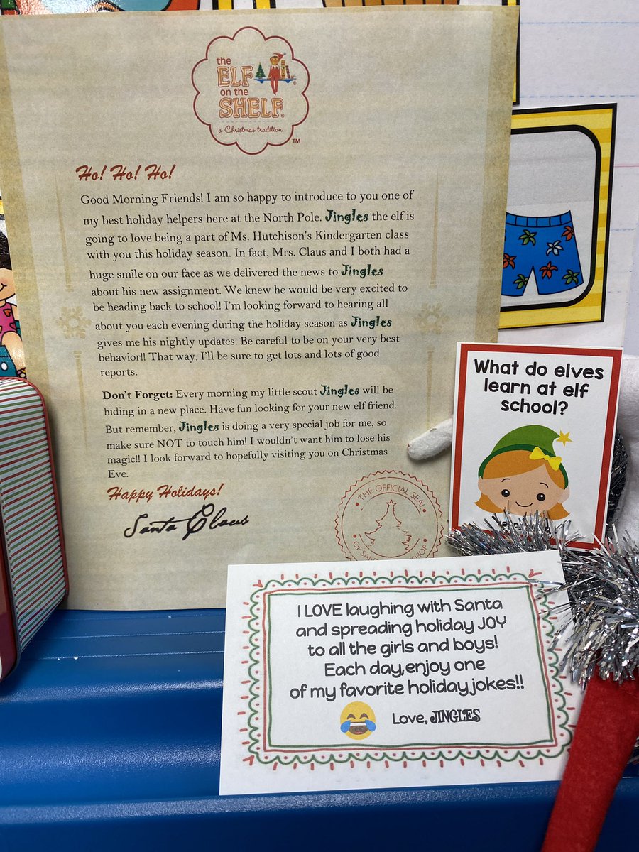 MsHKinderCrew's tweet photo. He’s backkkkk!!!!! 🥰🤩 SO happy JINGLES decided to surprise this Kinder Crew for 12 days of holiday fun ❤️💚🤍 #day1 #hesgotjokes #behaviorincentive @LindseyElem https://t.co/qFP9g3gkOQ