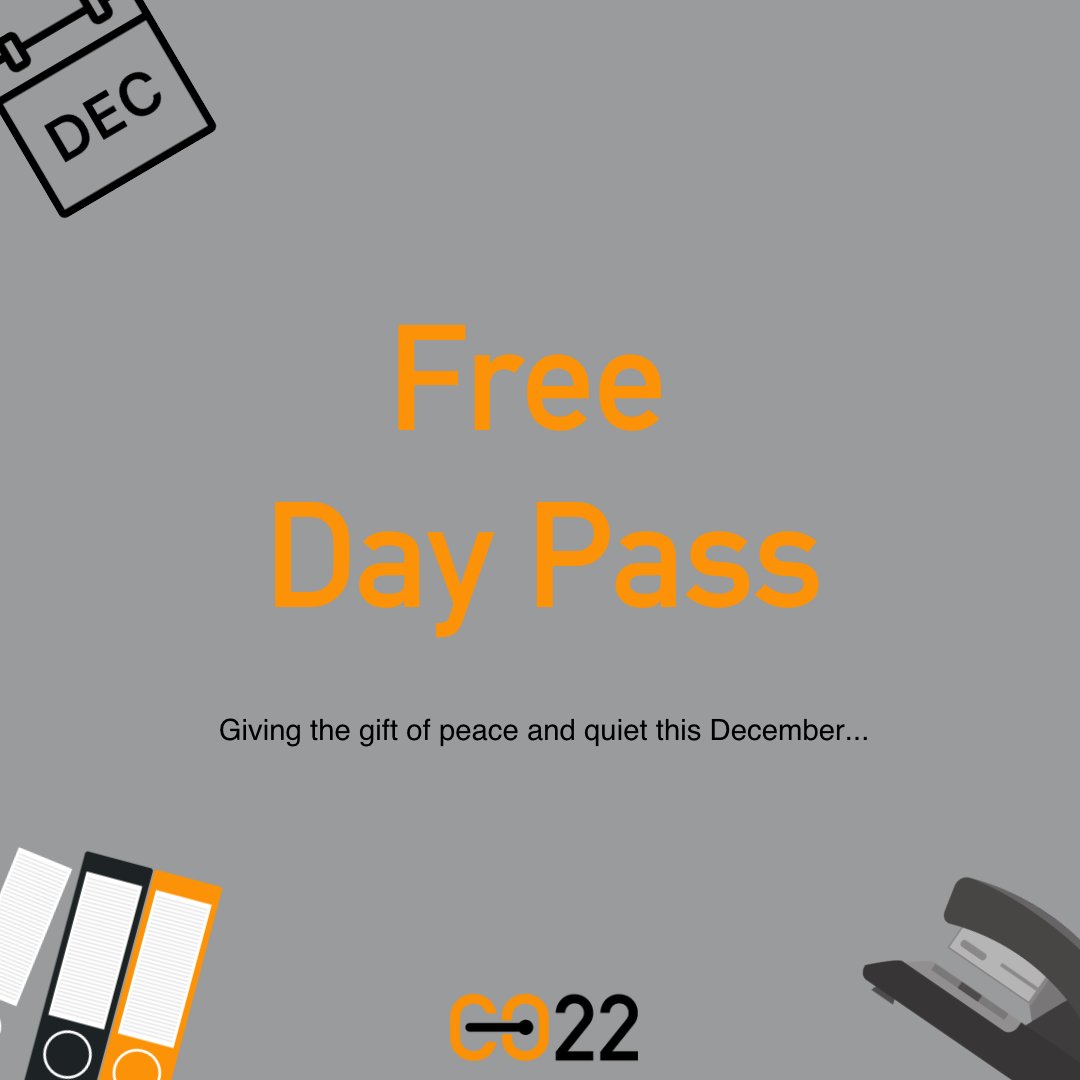 This December we are giving you the gift of peace and quiet with a free pass to try out our facilities!! 
If you are looking for some inspiration or wanting to get your to-do list boxed off before the holidays, DM to collect your pass today! 
#workingfromhome #December #newmonth