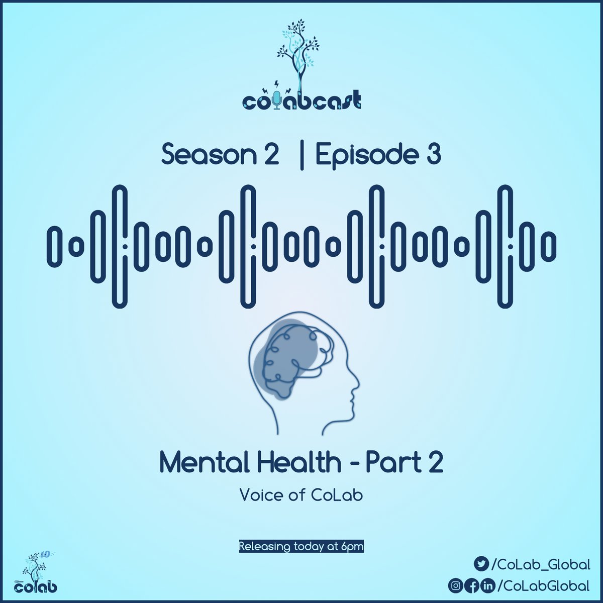 CoLab_Global's tweet photo. 3rd Episode releasing today at 6pm!
#CoLabCast
#CoLabGlobal
#MentalHealth https://t.co/YiIsIcG15P