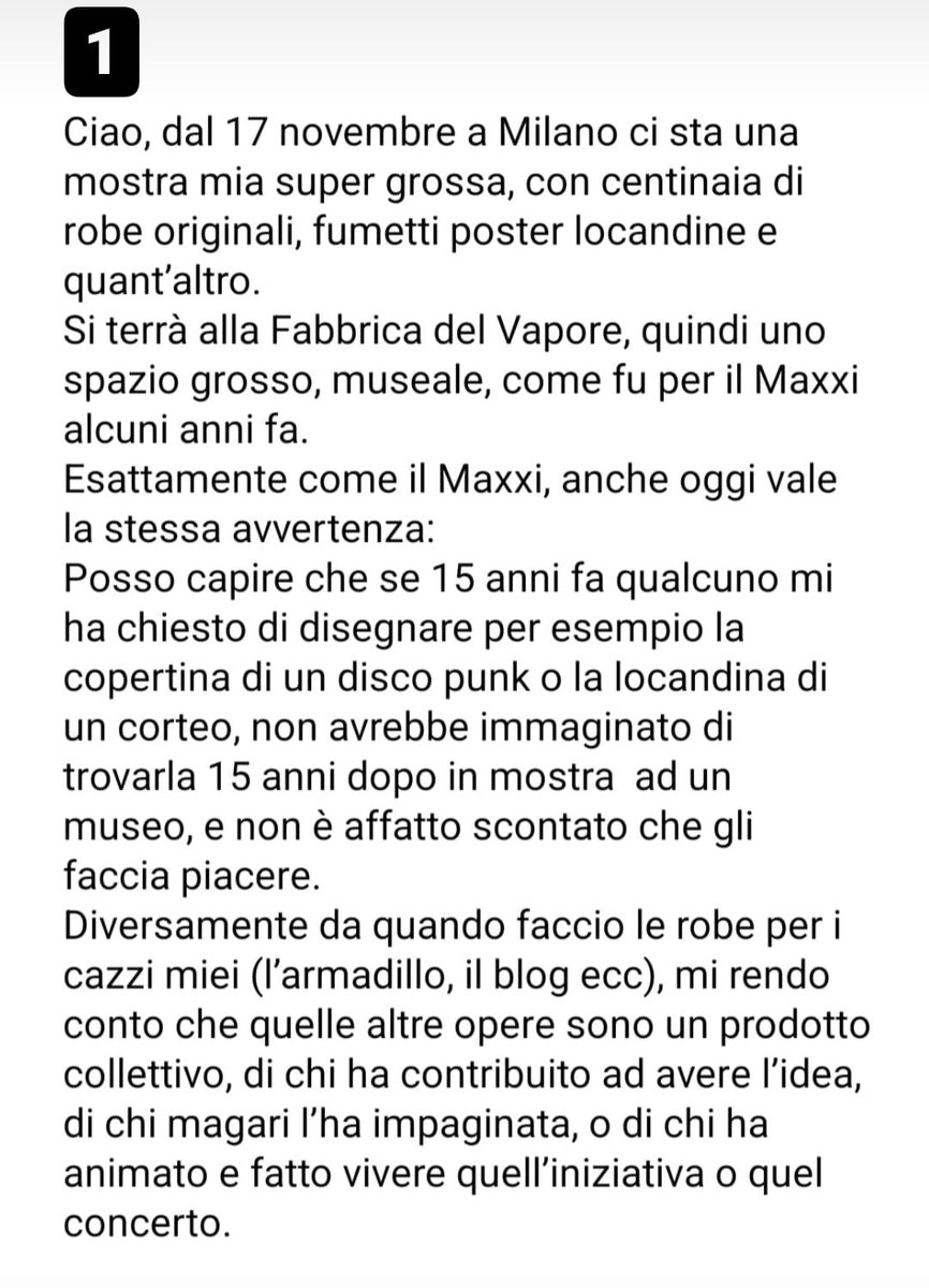zerocalcare's tweet photo. Ciao, se in passato ho disegnato roba per voi, vi prego di leggere le righe qua sotto. Sennò, risparmiatevi serenamente sto siluro. https://t.co/QEC07UiBEk