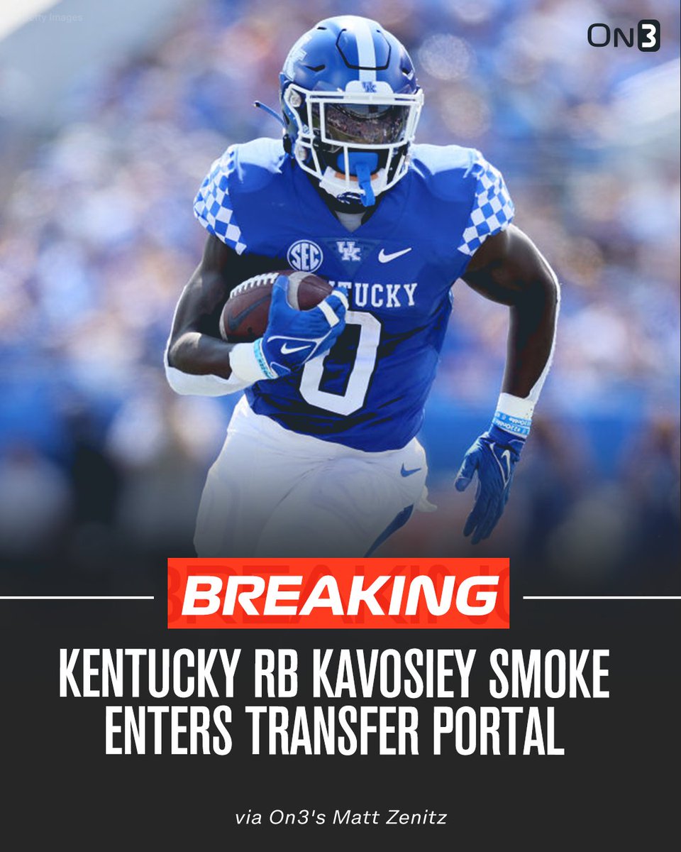 🚨BREAKING🚨 Kentucky RB Kavosiey Smoke has entered the NCAA transfer portal, per <a href="/mzenitz/">Matt Zenitz</a>.

More HERE: on3.com/transfer-porta…