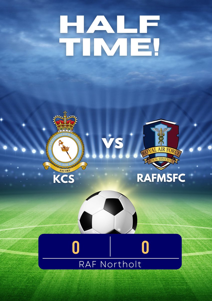 rafmsfc's tweet photo. Physical game today, still level at half time! @kingscolour_sqn @RAFMedServices #defencefootball #RAFMSFCKCS #KCS #RAFMSFC #dms https://t.co/v3BH5ckj9B