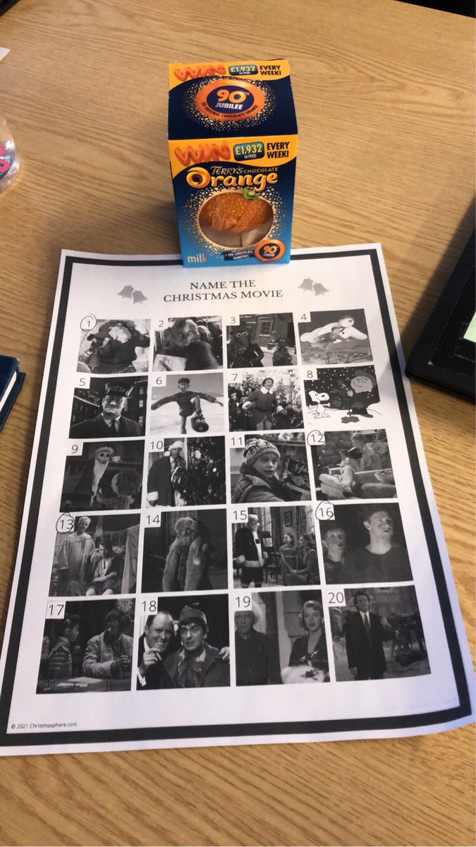 Thanks to <a href="/lucyrosephysio/">Lucy J</a> for todays Christmas themed team building and chocolate 🍊 prize for the winning pair 🥳 #ChristmasMovies
