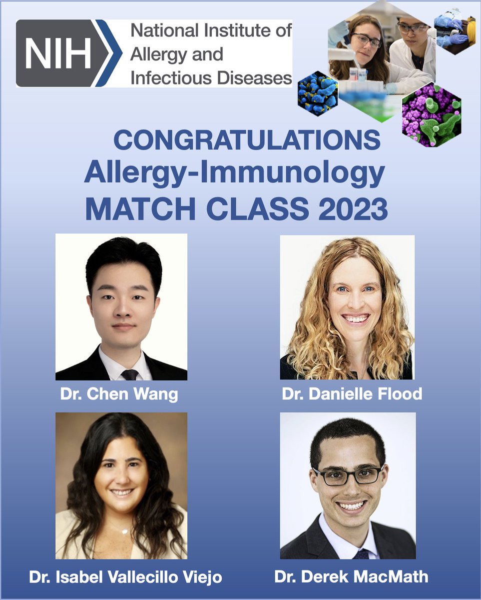 KhouryMD's tweet photo. Congratulations to the incoming class of Allergy Immunology Fellows @NIAIDTraining @CCMedEd 
                          💪🏽💪🏽👏🏽👏🏽👊🏽👊🏽
#MatchDay2022 #AIMedEd #AllergyTwitter https://t.co/u0hnO1Zw8D